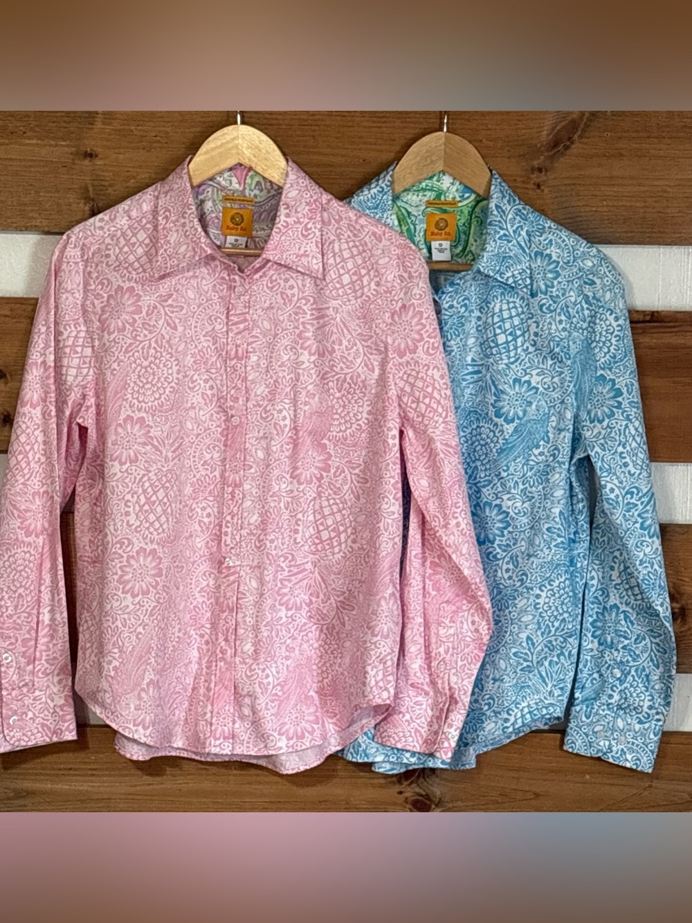 Lot of 2 Ruby Road Wrinkle Resistant Long Sleeve Button Down Chic Floral Size 12